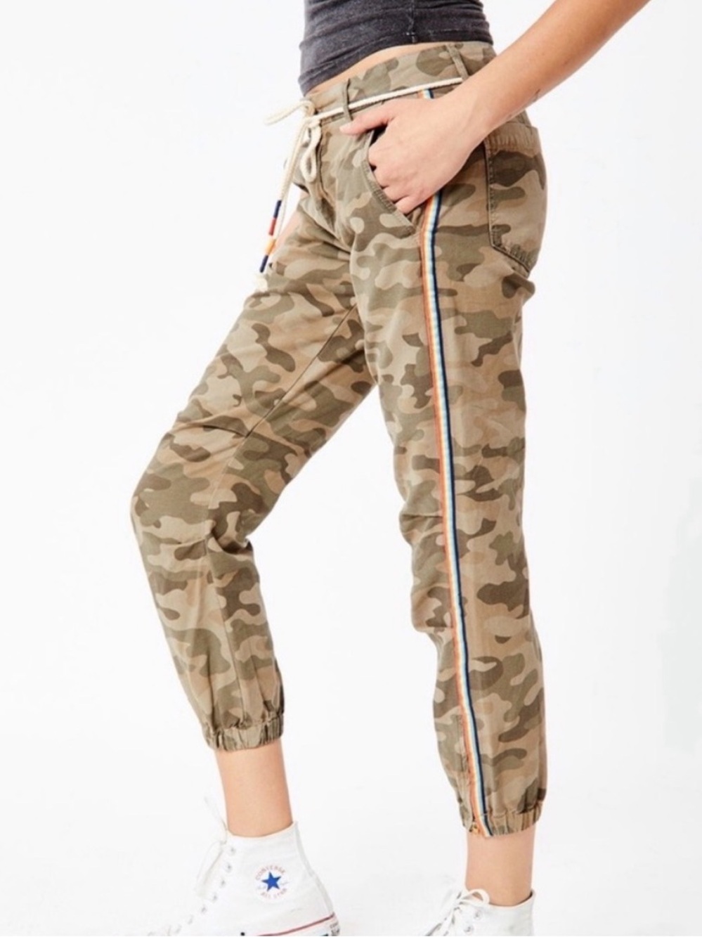 Sundry Camo Rainbow Stripe jogger pants